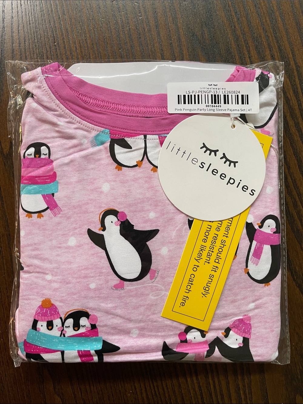 Little Sleepies Pink Penguin Party Long Sleeve Pajama Set size 4t